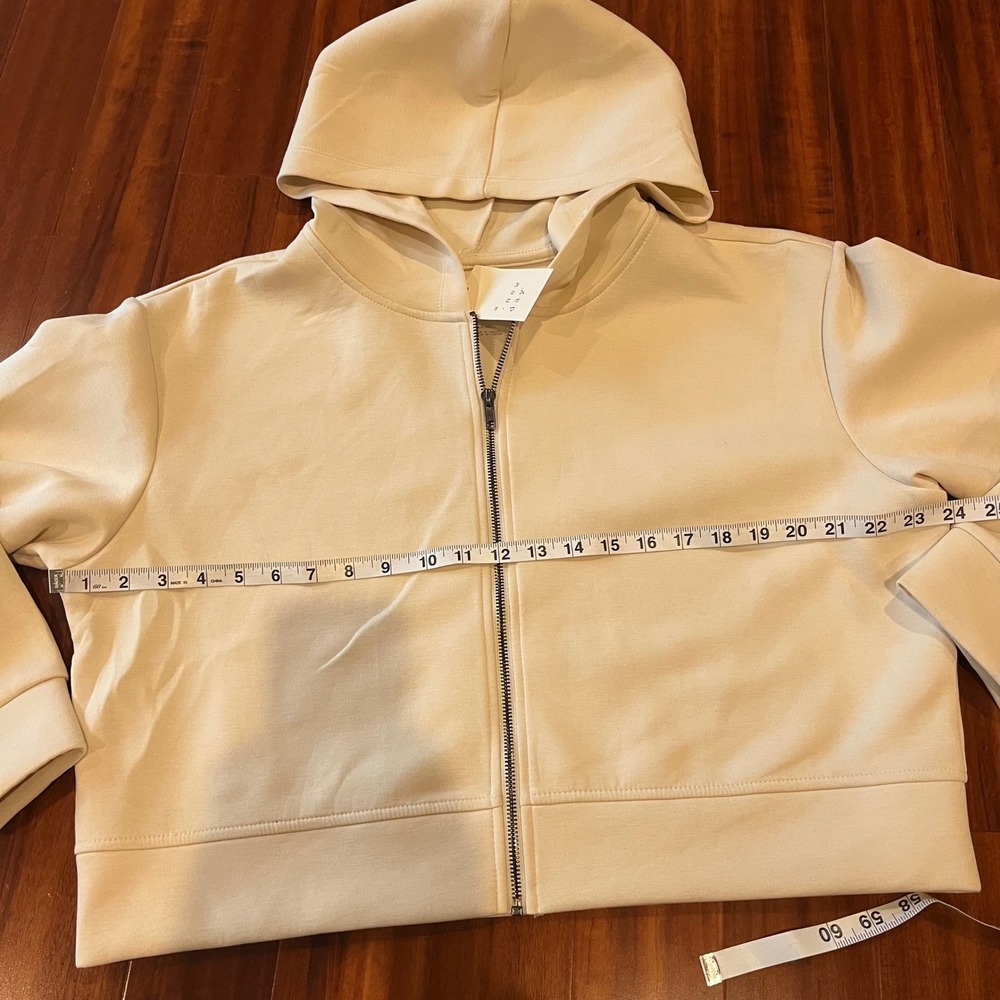 A‎ New Day Scuba Hoodie Sweatshirt Cream Zip Up Long Sleeve New NWT Size Large - Picture 6 of 7